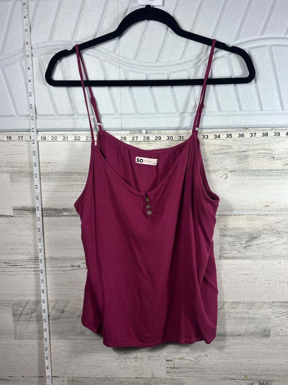 SO Burgundy Red Button Front Cami Tank Top Size XL